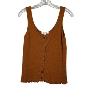 MADEWELL Kingston Button-Front Sweater Tank, Golden Pecan, Size XXS